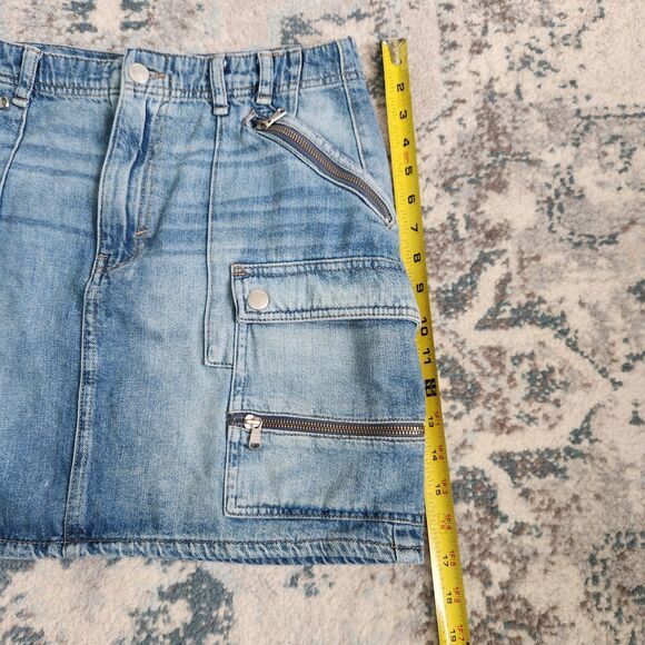 Free People We The Free Cargo Mini Skirt Women's 28 Blue Denim Avenue Utility - Picture 7 of 10